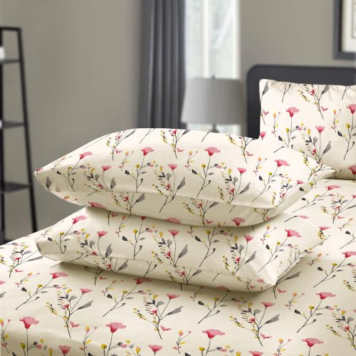 100% Egyptian Cotton 400 Thread Count Luxury Floral Printed Pillowcases | 100% Egyptian Cotton • 400 Thread Count • Soft on Skin, Breathable & Hypoallergenic Floral Printed Pillowcases 50x75cm