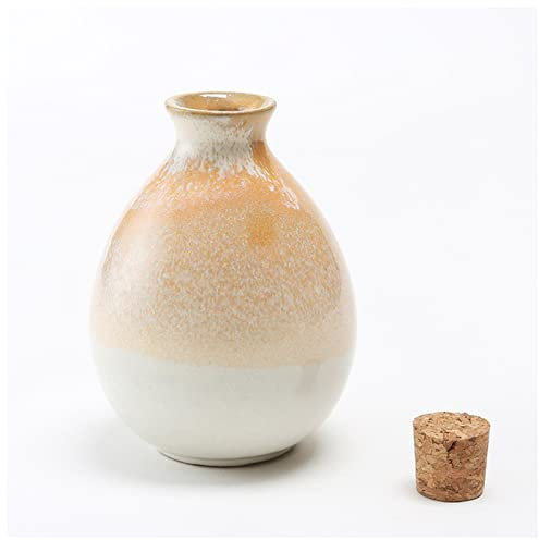 PiurUf Hip Flask 250ml Sake Distribution Wine Pot Liquor Warmer Household Ceramic Bottle Barware Flagon Small Stoup Pot With Cork Hip Flasks For Women (Size : Yellow)