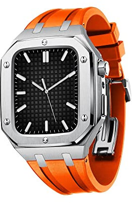 ZEDEVB Para Apple Watch Mod Kit resistente carcasa de acero inoxidable con correas para Apple Watch Series 7 (45 mm) y Series 6/SE/5/4 (44 mm) Mod Kit Accesorios, 45MM FOR 7, Agate