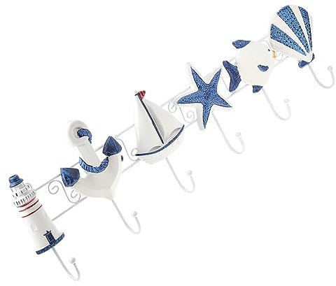 Milisten 1 Stück Wandhaken Wandhalterung Haken Dekorative Stil Haken Kleiderhaken Bad Aufbewahrungshaken Leuchtturm Segelboot Fischschale Muster Haken Haushaltshaken Schlüsselhalter