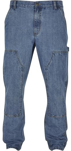 Urban Classics Herren Hose Double Knee Jeans Light Blue Washed 38