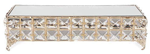 Otufan Alzata per Torta, 11,8x4,7x2,8 Supporto per Torta Rettangolare in Ferro Battuto con Specchio in Cristallo, Frutta, Dessert, per La Casa, La Festa di Nozze Dell'hotel