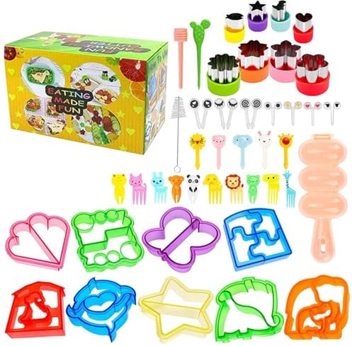 awakentti Set di 45 formine per sandwich e sigillanti, per il pranzo dei bambini, in polipropilene e acciaio inossidabile, facili da trasportare, set per la preparazione di sandwich per ragazze e