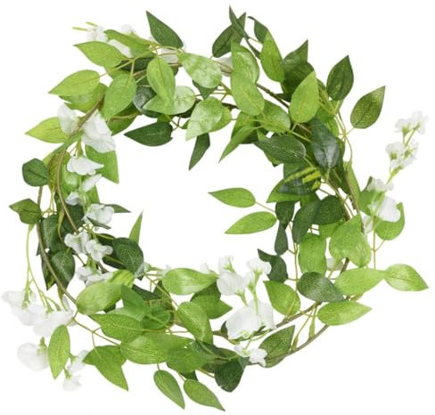 Homgoday Künstliche Blumengirlanden 6 STK. Blumenkranz Hängend Kunstblumen Girlande Kunstblumen Girlande künstliche Blume für Zuhause Hochzeit Party Garten Dekor Weiß 200 cm