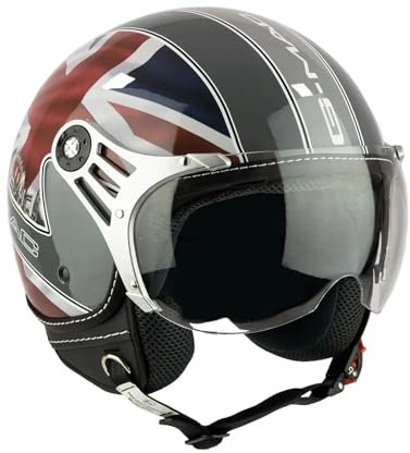 G-MAC Metro Evo Jet Open Face Retro Classic ECE 2206 Motorcycle Scooter Helmet (London Light, L)