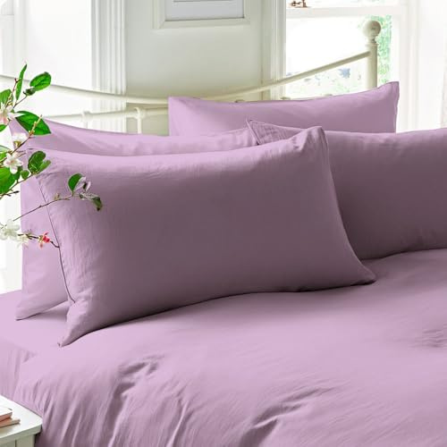 Pizuna 2er Pack Kissenbezug 40x80 cm Baumwolle Neues Lila 600 Fadenzahl | Luxuriöser Soft-Satin Kissenbezüge, 100% Langstapel Baumwolle Nur Kissenbezug (Neues Lila, 40x80 cm) Mako Satin