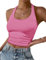 Ekouaer Debardeur Femme Crop Top Chic Et Élégant Ete Mode Dos Nu Sport Top Femme Côtelé Tricoté Debardeur, Rose, XL
