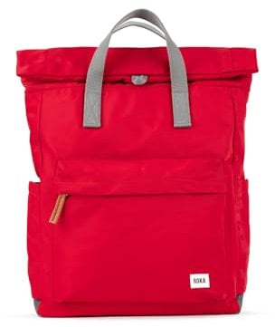 ROKA Canfield Roll Top Backpack for Women & Men - Large Nylon Roll Top Rucksack w/Magnetic Closure - Work, School, Travel Backpack - Cranberry Red