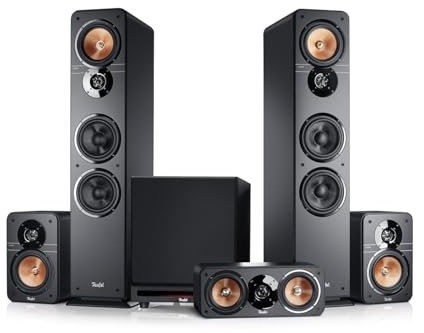 Teufel Ultima 40 Surround Power Edition 5.1-Set - Heimkino Lautsprecher 5.1 Soundanlage mit riesigem Subwoofer (optional kabellos ansteuerbar), Bassreflex, 3-Wege-System - Schwarz