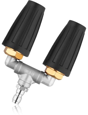 NQEUEPN Buse de Nettoyeur Haute Pression Double, Buse Turbo Rotative avec Connecteur Rapide 1/4 4000 PSI 4-6 GPM Buse de Pulvérisation pour Nettoyeur Haute Pression pour Jardin Voiture (Noir)