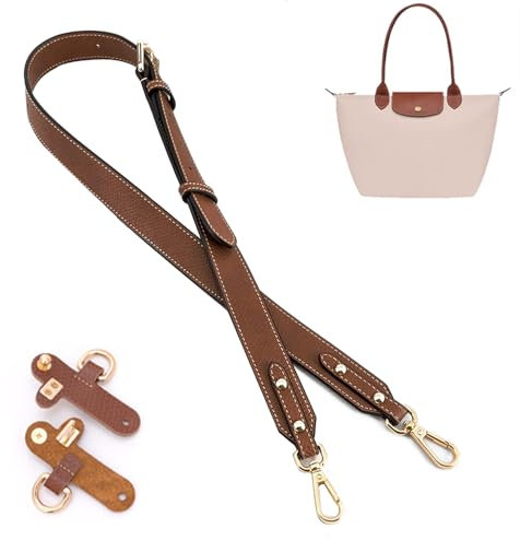 Gastinsave Handtaschengurte Ersatz, Leder Handtasche Crossbody Schultergurt Verstellbar für S/M/L Longchamp Tasche Frauen(Tiefbraun Gold