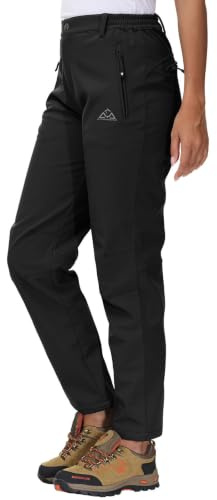 YSENTO Damen Softshellhose Winter Wanderhose Skihose wasserdichte Warm Gefüttert Thermohose Outdoorhose Trekkinghose