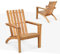 KOMFOTTEU Adirondack Stuhl aus Akazienholz, Gartenstuhl mit Rückenlehne & Armlehnen, Holzstuhl ergonomisch, Gartensessel bis 160 kg, Relaxstuhl für Balkon, Garten, Strand (Natur)