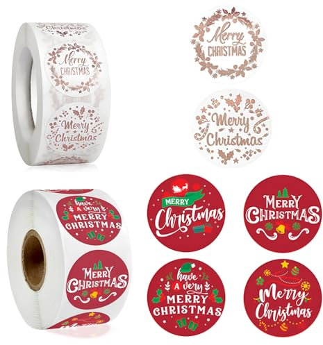 1000 Pcs Christmas Stickers, Christmas Stickers for Crafts, Christmas Sealing Sticker Christmas Tags Christmas Sticker Label for Crafts Candy Wrap Scrapbooking Card Decoration