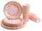 Pink and gold party supplies, party cutlery set includes: paper plates, napkins, cups, straws, and cutlery - engagement anniversary, parties, graduation ceremonies, Christmas parties (pink)