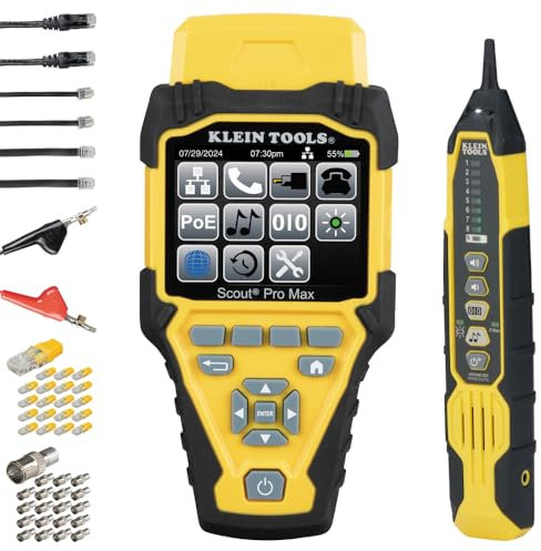 Klein Tools 80179 Scout Pro Max VDV Tester Set, Network Cable Tester with Remote and Digital Tracing Probe for Coax, Phone, and RJ Connectors