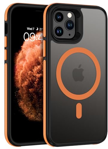 VENINGO Magnetic for iPhone 11 Pro Case, for iPhone 11 Pro Phone Case Compatible with MagSafe Matte Translucent Shockproof 360 Protective Case with Side Grippy Stripes, Orange