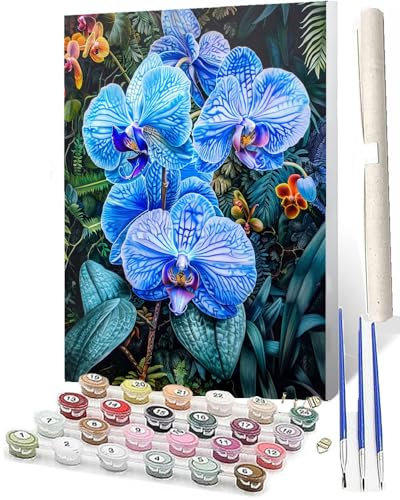 WMZPOY Malen Nach Zahlen Erwachsene Malen Nach Zahlen Tiere Anfänger Orchideen-Schmetterling 004 DIY Ölgemälde Leinwand Kit für Geschenke und Home Wand Dekor (40x50cm)