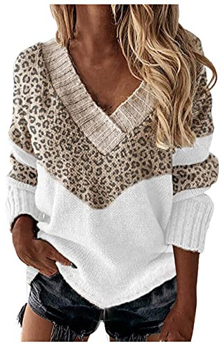 Genérico Jersey Punto Mujer Suéter Mujer Cuello Pico Jersey Mujer Otoño Jerseys Finos Suéter De Manga Larga Con Cuello En V De Color Liso Para Mujer SuéTer Fino Mujer Manga Larga (02 Caqui, L)