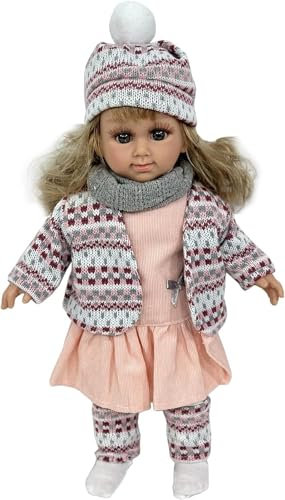 Lily Puppe mit Hut und Schal Puppe Luxus Kleid 40 cm Fashion Puppe mit süßen Melodien Sammlerpuppe Winterpuppe Lebensechte Puppe Puppe Mode Kleidung (B)
