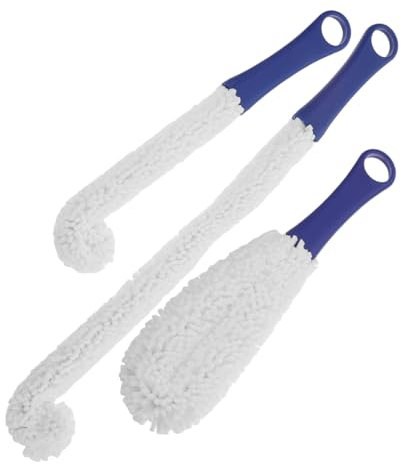 HOMOCONO 3pcs Wine Glass Cleaning Brush Wine Bottle Brush Decanter Cleaner Flexible Glass Cleaning Tools for Bar Carafe Laundry