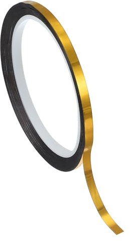 PATIKIL Nastro In Poliestere Metallizzato 5mm x 50 Metri, Nastro Adesivo Metallizzato Dorato Lucido Per Dettagli Pareti Accento Arti Grafiche Rifiniture Barche Pareti