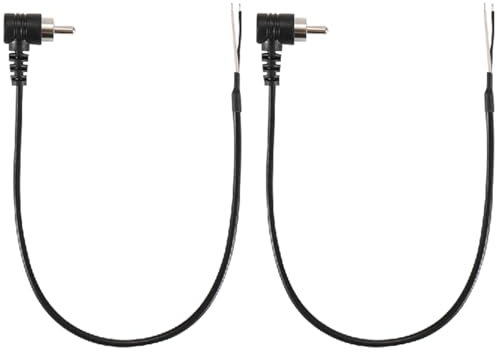Greluma 2 Stk 0,3m 90 Grad Cinch Stecker auf Lautsprecherkabel,rechtwinkliger Stecker auf blankes Kabel mit offenem Ende, Winkelstecker Pigtail Audio/Videokabel für Verstärker Receiver Lautsprecher
