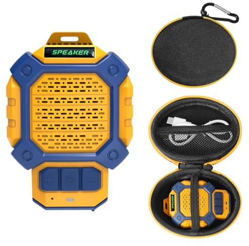 AMICROSS Wearable Bluetooth Speaker, IP56 Waterproof Clip On Wireless Portable Speaker with Magnetic Clip-On and Built-in Mic for Hands-Free Music/Calls HD Audio for Outdoor/Gym/Work, Yellow
