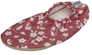 Slipstop Kinder Hausschuhe Badeschuhe STONE FLOWER Blumen Rotbraun