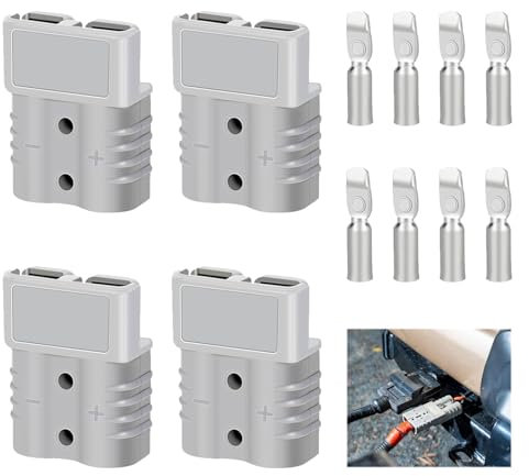 4 Pièces Anderson Connecteur Batterie 50A 600V, Connexion Rapide Prise avec 8 Broches Terminales, Kit Connecteur Voiture, Prise de Batterie Électrique pour Van Voiture Moto Bateau Camion