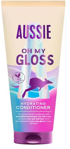 Aussie Oh My Gloss Conditioner, intensiver Glanz für trockenes Haar, 200 ml | Glättet und glättet das Haar, vegane Formel und Cruelty-Free