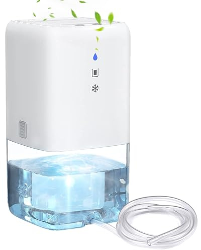 1100ML Mini Dehumidifier for Home, Covers Up to 280 sq.ft, Quiet Portable Dehumidifier with Auto-Defrost, Auto-Off, and LED Light for Bathroom, Bedroom, Basement, Kitchen, RV, and Closet