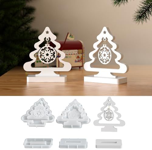 Noetopolis 3 Stück Silikonform Weihnachten, Silikon formen Gieß-formen Weihnachtsbaum mit Schneeflocke, Gips Gießen Formen Weihnachts, Silikon Formen Anhänger zum gießen für Epoxidharz