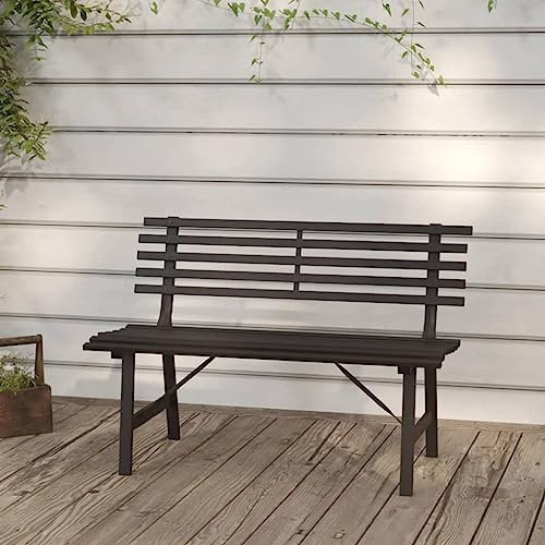 Frdhee Gartenbank, Pflanzen Bank, Gartenmöbel Sitzbank, Gartenbank 110 cm Stahl Schwarz, Gartenbänke Für Terrassen, Balkon, Outdoor, Ergonomisch