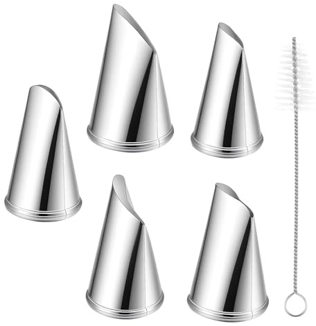 6PCS Flower Piping Tips Cake Decorating Tips Stainless Steel Piping Tip Flower Pipings Icing Nozzle Cupcake Decorating Kit Cake Decoratings Tools for Pastry Fondant DIY Baking Tools with Cleaning Brus