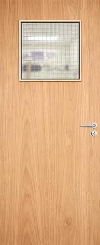 Premdor FD30 Internal Fire Door – Plywood Glazed with Wired Glass, Paint Ready, Fire Rated – Suitable for Warehouses, Offices, Hospitals, Care Homes & Garages (762 x 1981 (30x78 inches))