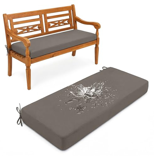 Aocase 5cm Dick Sitzbank Kissen 125x40cm Bankauflage Bankkissen Sitzkissen Bank mit Rutschfester Unterseite, Indoor Outdoor Abnehmbarem Sitzauflage Gartenbankauflage Sitzpolster, Gray