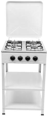 Hornillo de gas natural de 4 fuegos, cocina de gas natural independiente, con estante de 2 niveles y tapa, cocina de gas natural con 4 quemadores, horno portátil para camping, exterior, autocaravana
