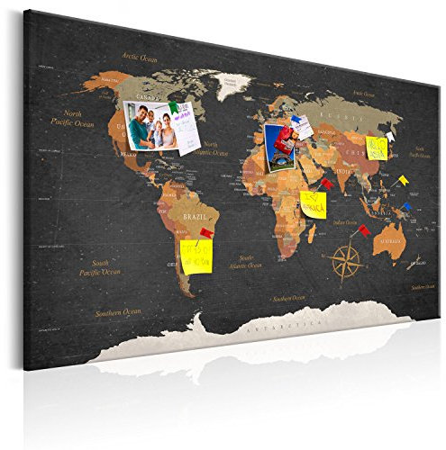 murando - Weltkarte Pinnwand & Vlies Leinwandbild 90x60 cm 1 Teilig Kunstdruck modern Wandbilder XXL Wanddekoration Design Wand Bild - Landkarte Karte Reise Geographie k-C-0048-v-a