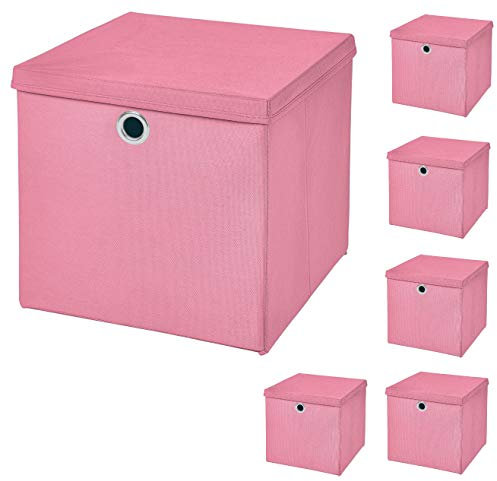 StickandShine 6er Set Rosa Faltbox 28 x 28 x 28 cm Aufbewahrungsbox faltbar mit Deckel