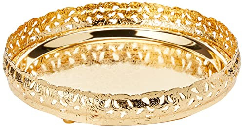 Royal Stylish 23cm Silver/Gold Plated Paandan Tray - Home, Kitchen, Restaurant Dining