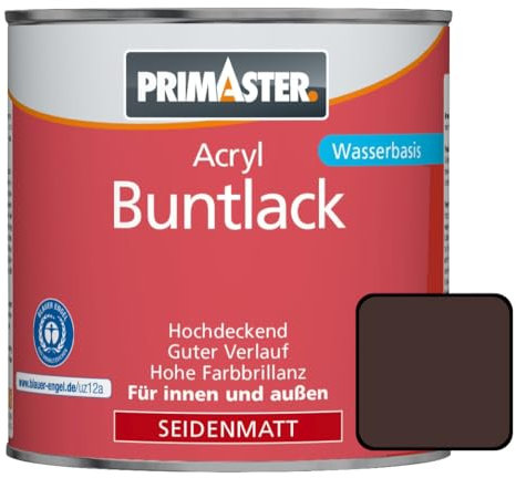 Primaster Acryl Buntlack 750ml Schokobraun Seidenmatt Wetterfest Holz & Metall