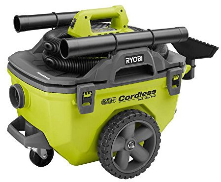 Ryobi 18-Volt ONE+ 6 Gal. Aspirateur sans fil humide/sec (outil nu) avec tuyau, outil de fente, buse de sol et batterie d'extension non inclus