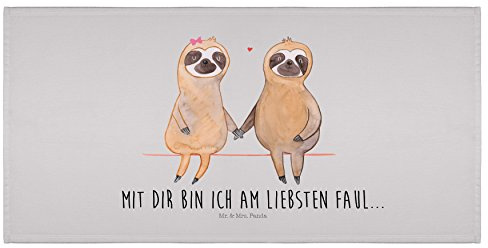 Mr. & Mrs. Panda 50 x 100 Handtuch Faultier Pärchen - Geschenk, groß, Faultierpärchen, gemeinsam, Liebespaar, Faultier Deko, Badezimmer, Liebe,