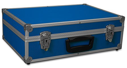 GORANDO® Transport-Koffer in blau mit Aluminiumrahmen für Werkzeuge, Kamera, Messgeräte | Schaumstoff-Auskleidung | 10kg belastbar | 440x300x130mm