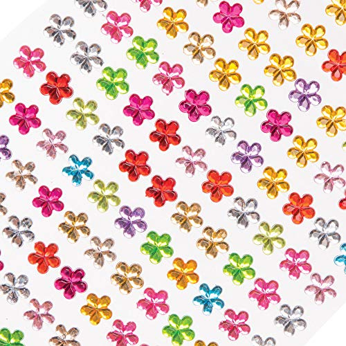 Baker Ross Selbstklebende Mini-Schmucksteine „Blumen“ (308 Stück) – für Kinder zum Basteln und Gestalten