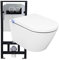 WC-Komplettpaket 17: Bernstein Dusch-WC Basic und Soft-Close Sitz mit Vorwandelement G3004A und Betätigungsplatte vorne, Betätigungsplatte:Modell weiß Glas
