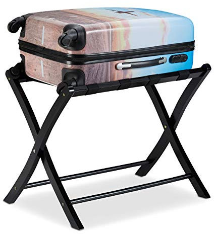 Relaxdays 10024306_46 Porte-Bagage Pose Valise, Noir, 52, 5 x 66, 5 x 48 cm