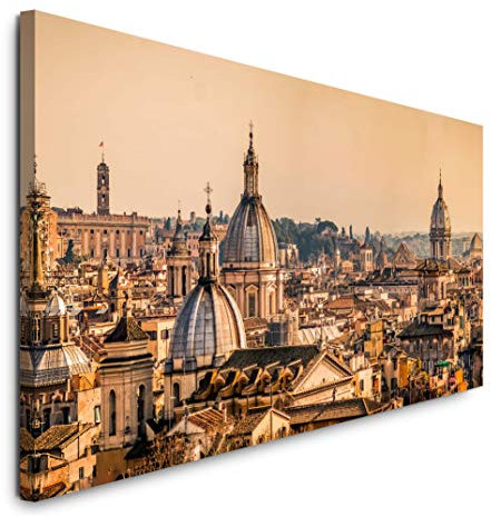 Paul Sinus Art GmbH Skyline von Rom 120x 50cm Panorama Leinwand Bild XXL Format Wandbilder Wohnzimmer Wohnung Deko Kunstdrucke