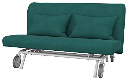 Soferia Kompatible Ersatzbezug fur PS 2er-Bettsofa, Stoff Majestic Velvet Aquamarine (FLECKENABWEISEND und WASSERABWEISEND), Türkis